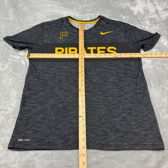 Nike Pittsburgh Pirates Dri Fit Athletic Cut T Shirt Mens Large‎ Gray Yellow - Picture 3 of 8